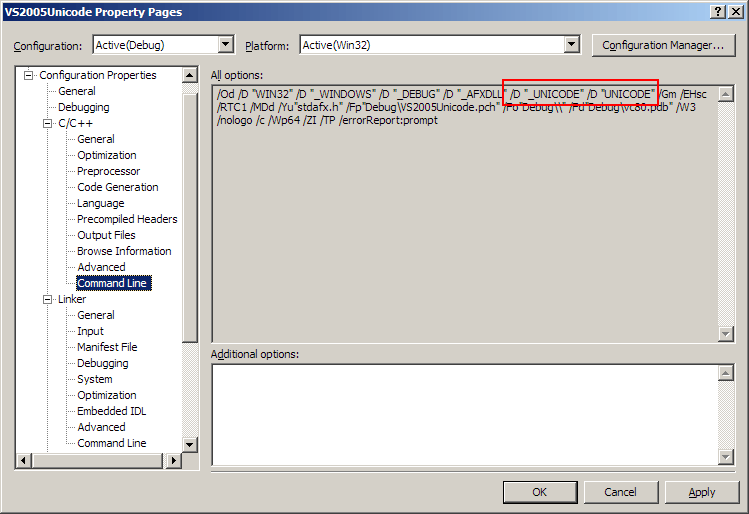 Visual Studio 2005 - compiler options